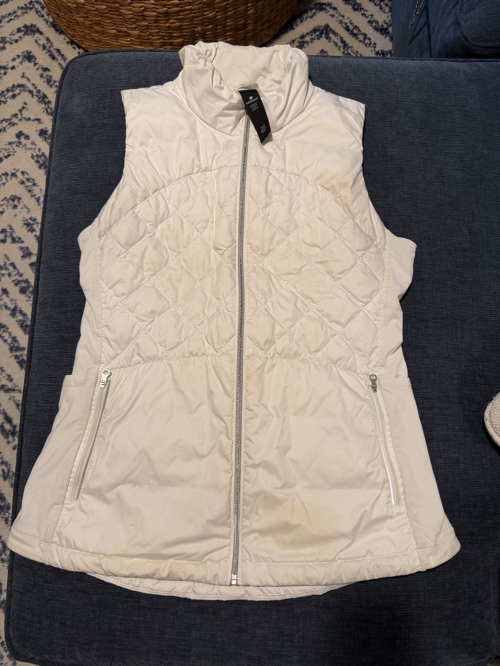 Quilted Sleeveless Puffer Vest in  Cream lululemon 2nd pics shows a light stain